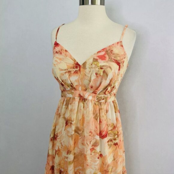 Lulus Make Me Blush Peach Floral Print Tiered Maxi Dress - Picture 5 of 12